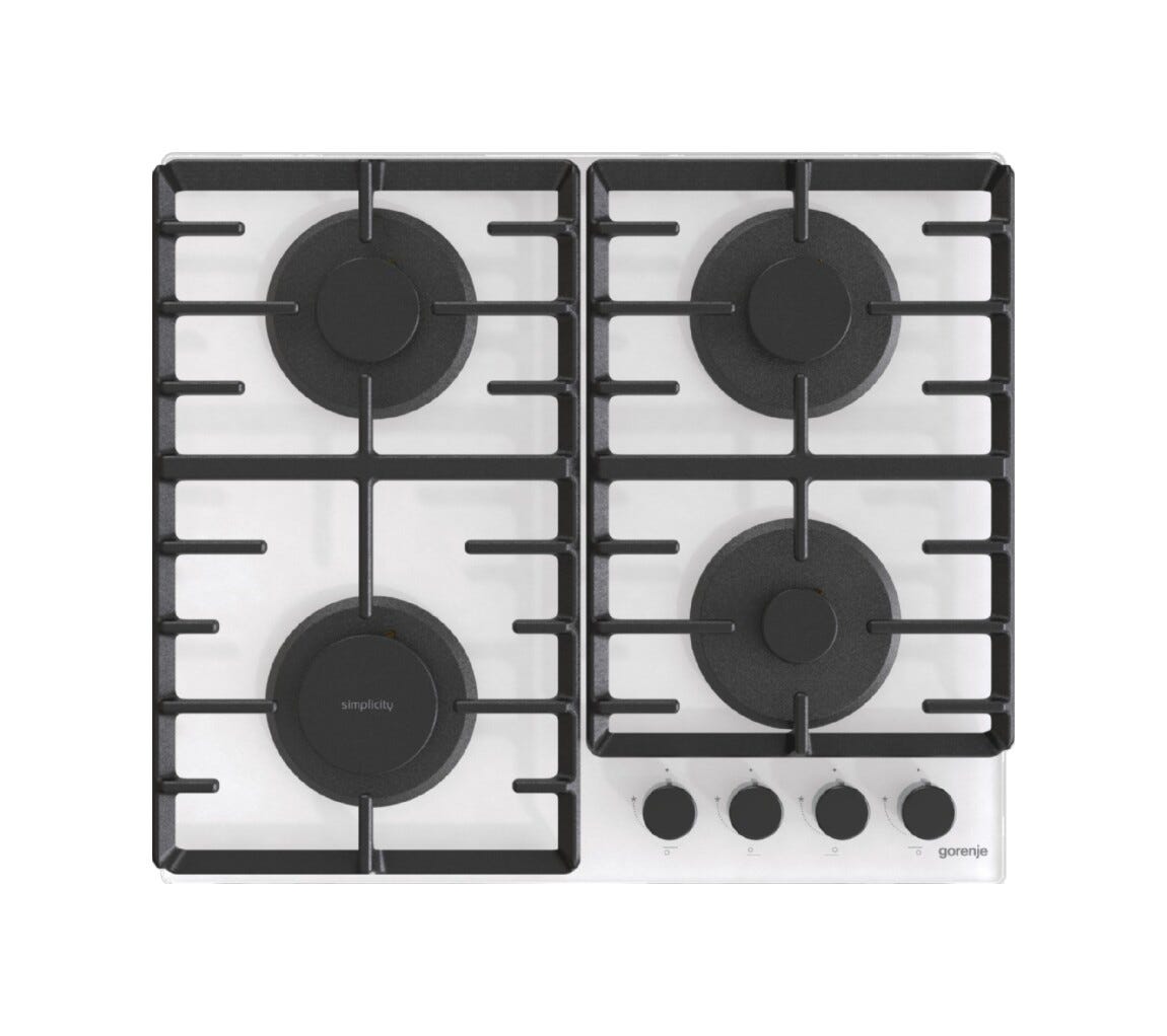 Gorenje GT642SYW Simplicity Piano cottura a gas cm. 60 - vetro bianco