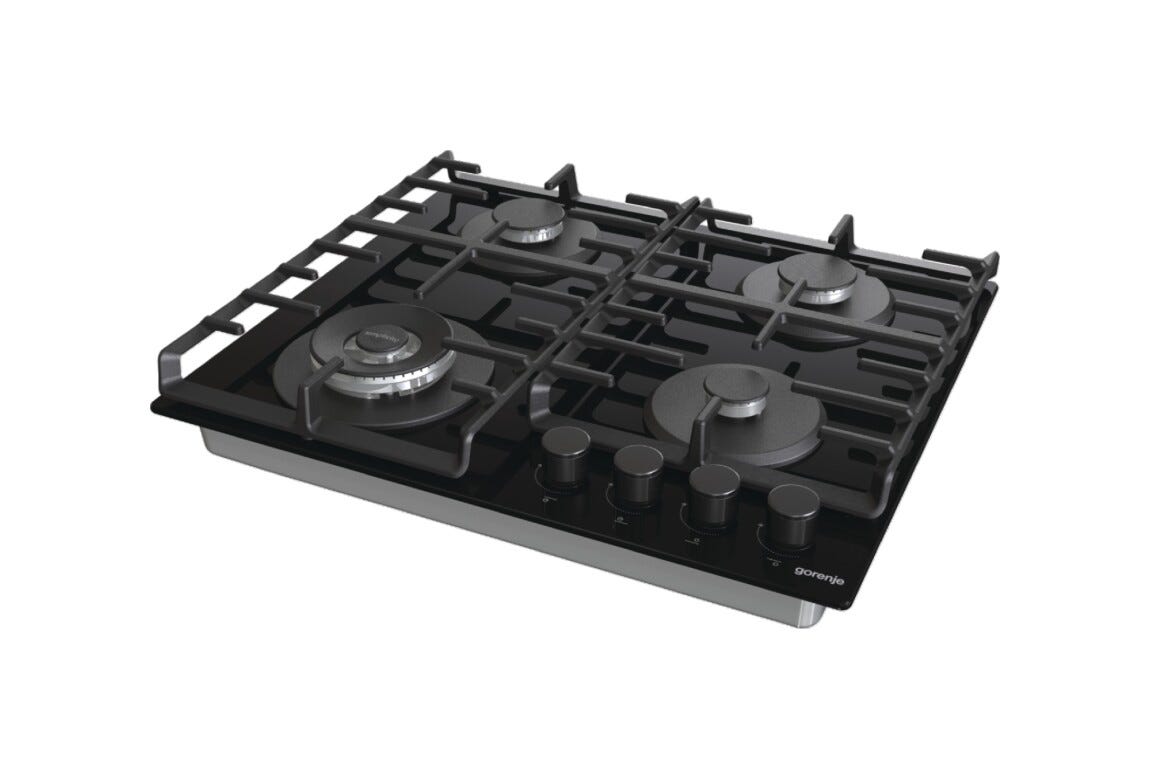 Gorenje GKTW642SYB Piano cottura a gas cm. 60 - vetro nero