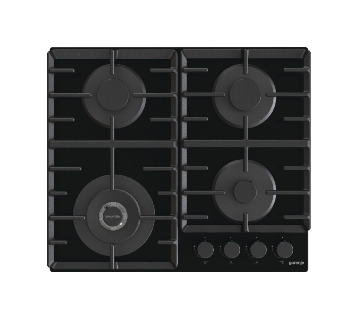 Gorenje GKTW642SYB Piano cottura a gas cm. 60 - vetro nero