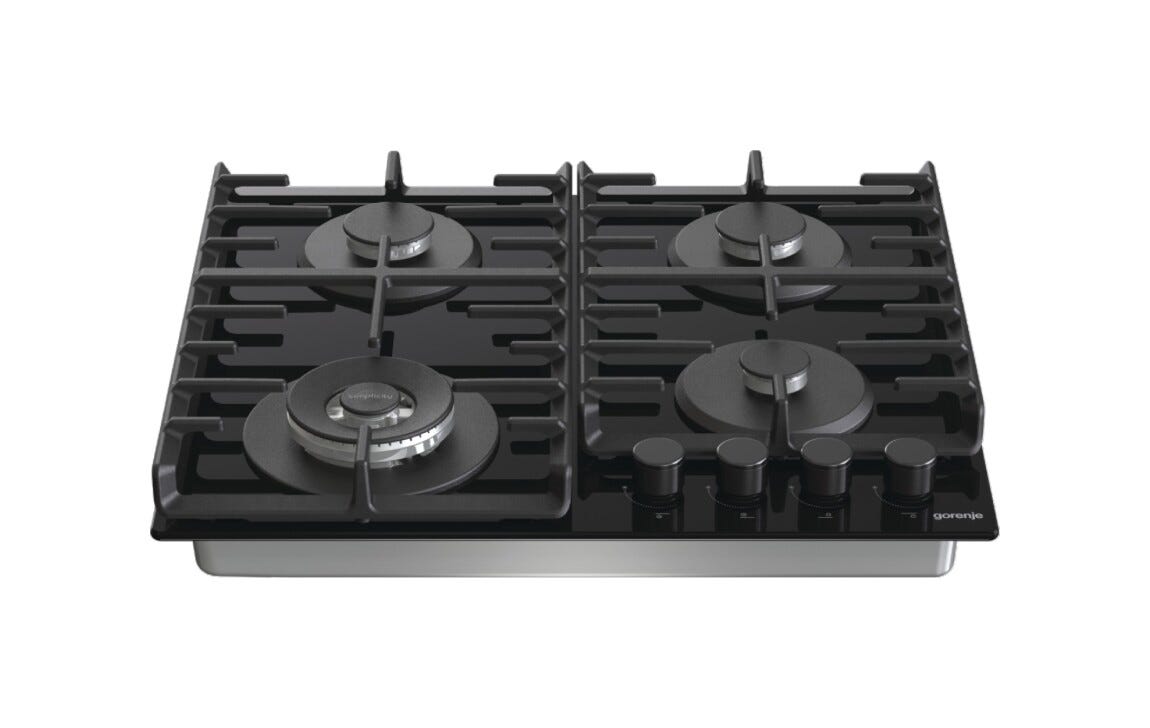 Gorenje GKTW642SYB Piano cottura a gas cm. 60 - vetro nero