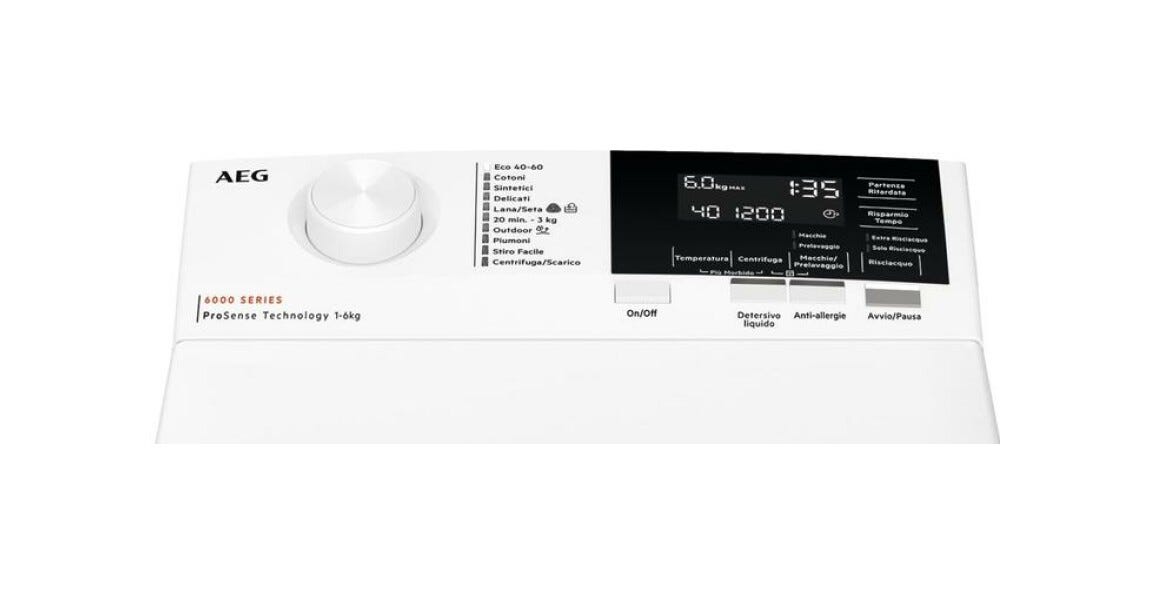 AEG LTR6G26A Serie 6000 Prosense® Lavatrice a carica dall'alto cm. 40 - 6 kg - bianco