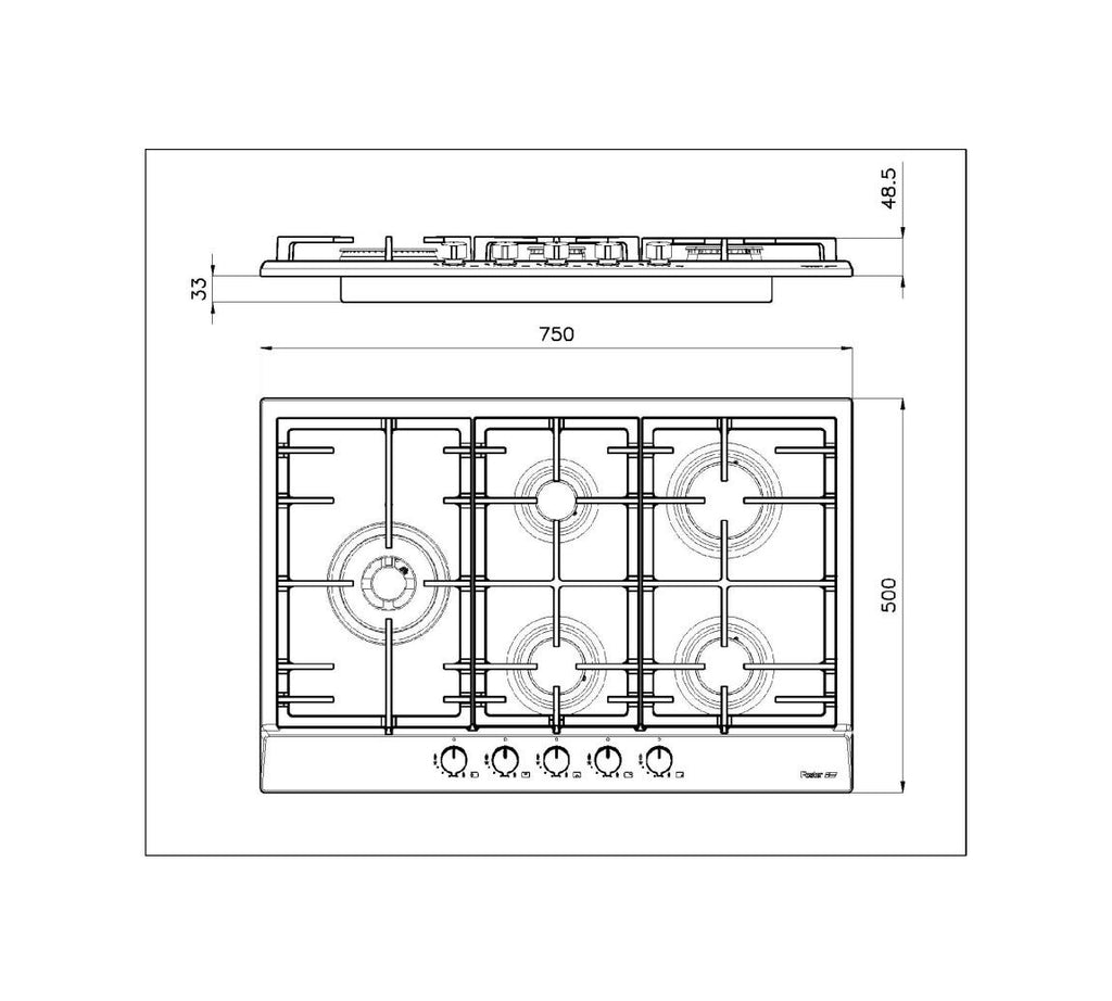 Foster 7018032 Power Piano cottura a gas cm 75 - inox spazzolato