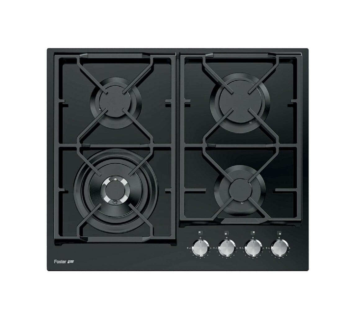 Foster 7041632 Power Glass Piano cottura a gas cm 60 - vetro nero