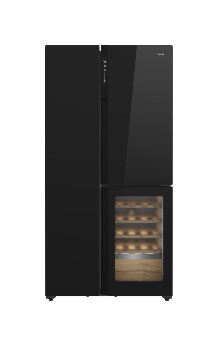 Teka RLF 85950 GBK Frigorifero con congelatore side by side con cantina vini cm. 91 h. 183 - lt. 548 - vetro nero