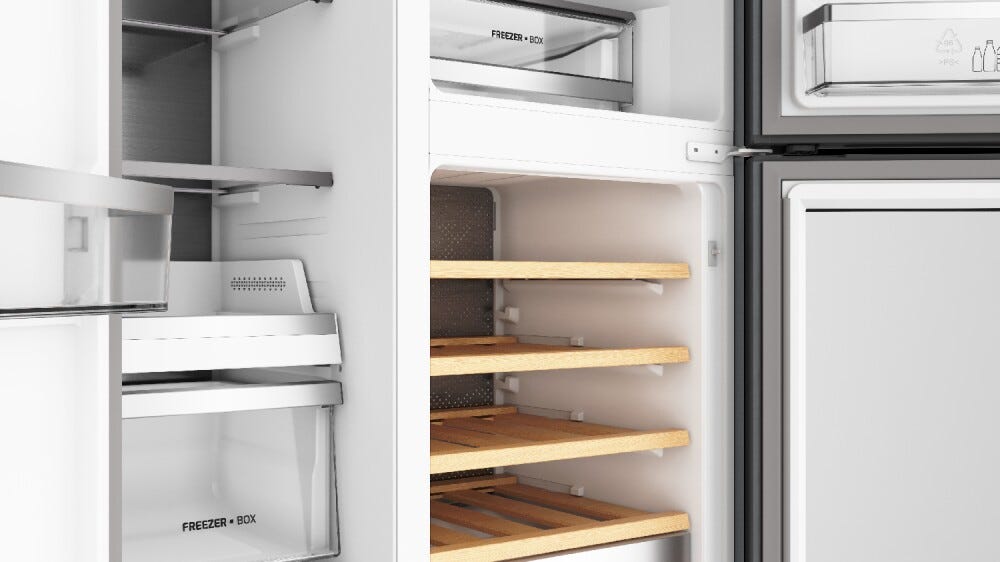 Teka RLF 85950 GBK Frigorifero con congelatore side by side con cantina vini cm. 91 h. 183 - lt. 548 - vetro nero