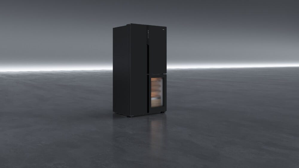 Teka RLF 85950 GBK Frigorifero con congelatore side by side con cantina vini cm. 91 h. 183 - lt. 548 - vetro nero