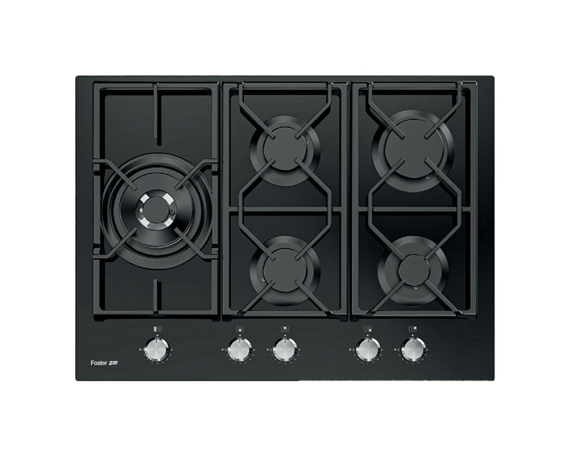 Foster 7043632 Power Glass Piano cottura a gas cm 70 - vetro nero