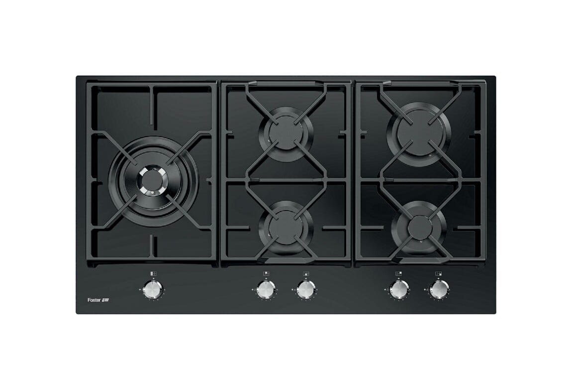 Foster 7044632 Power Glass Piano cottura a gas cm 90 - vetro nero