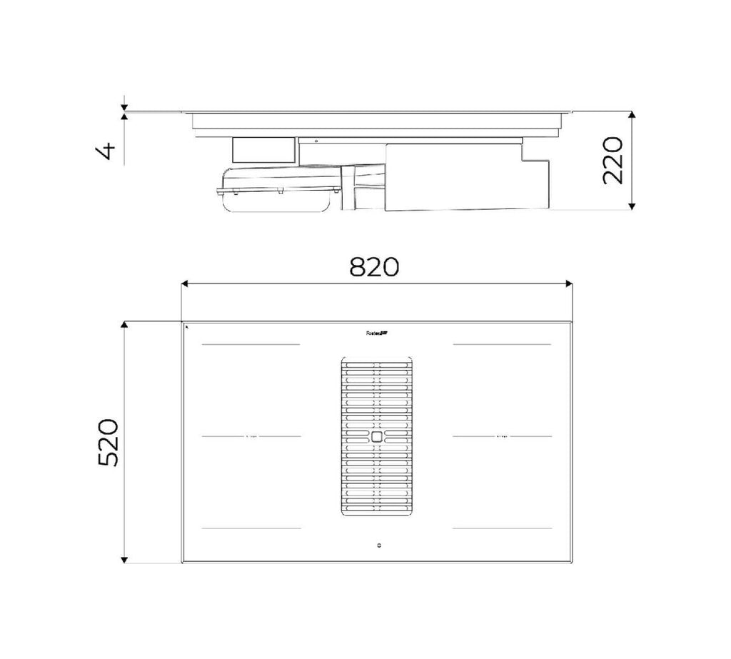 Foster 7392246 Arya Piano cottura a induzione cm 82 con cappa integrata - vetroceramica nero