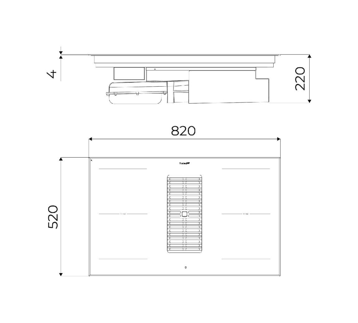 Foster 7392246 Arya Piano cottura a induzione cm 82 con cappa integrata - vetroceramica nero
