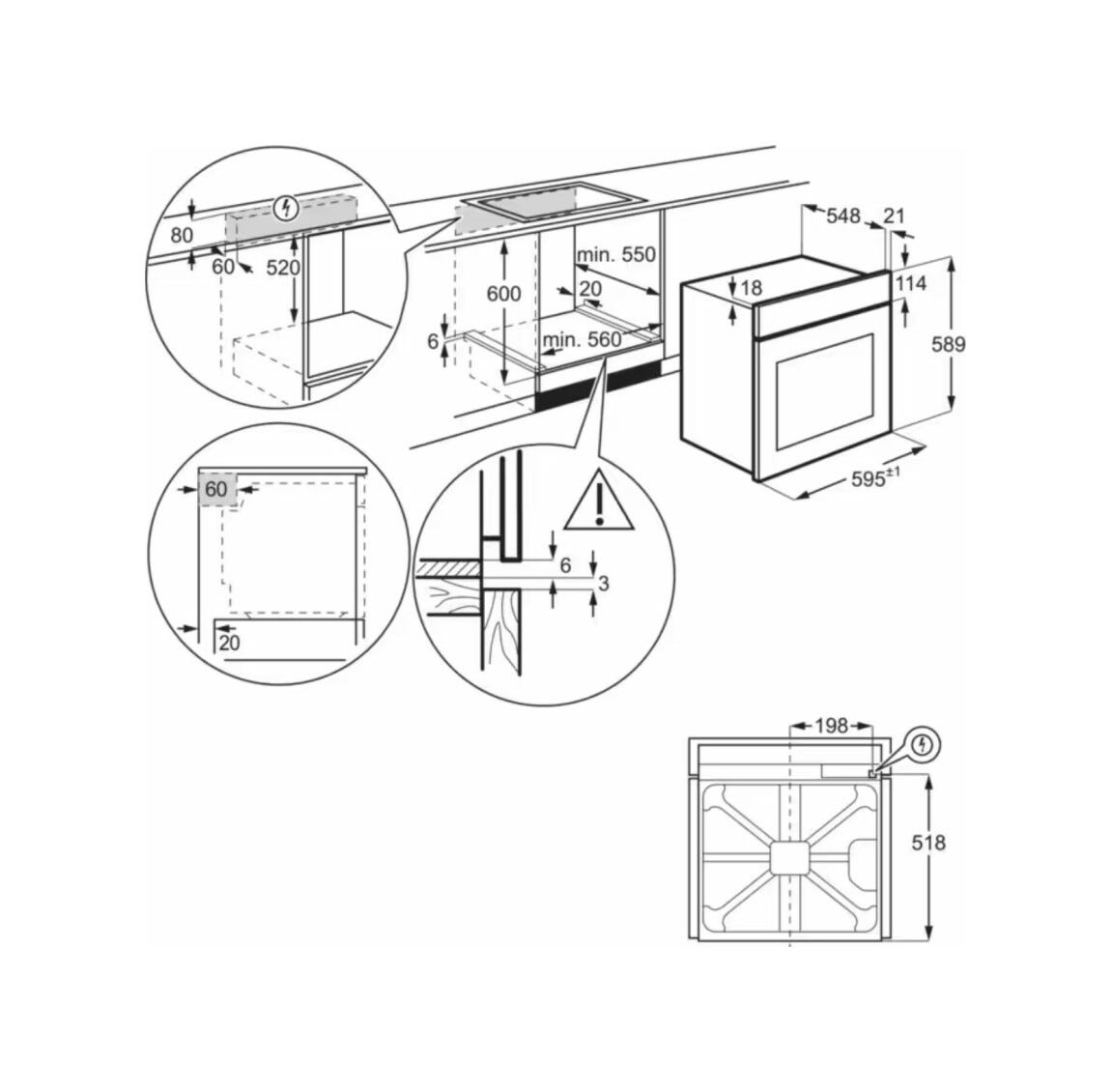 Electrolux EOH2H04K Serie 300 Forno elettrico multifunzione cm 60 - nero