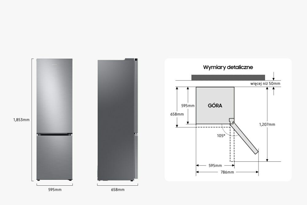 Samsung RB34C601DSA Frigorifero con congelatore a libera installazione cm. 60 h. 185 lt. 344 - metal grafite