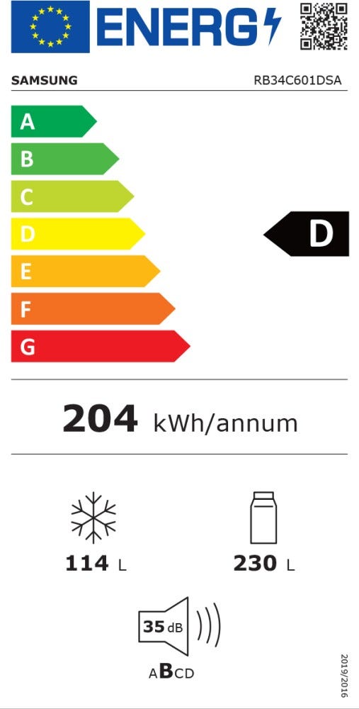 Samsung RB34C601DSA Frigorifero con congelatore a libera installazione cm. 60 h. 185 lt. 344 - metal grafite