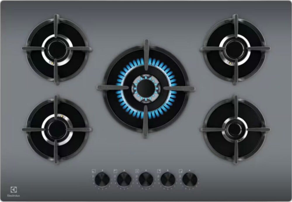 Electrolux EGG75372M Serie 600 Piano cottura a gas cm 74 - vetro grigio