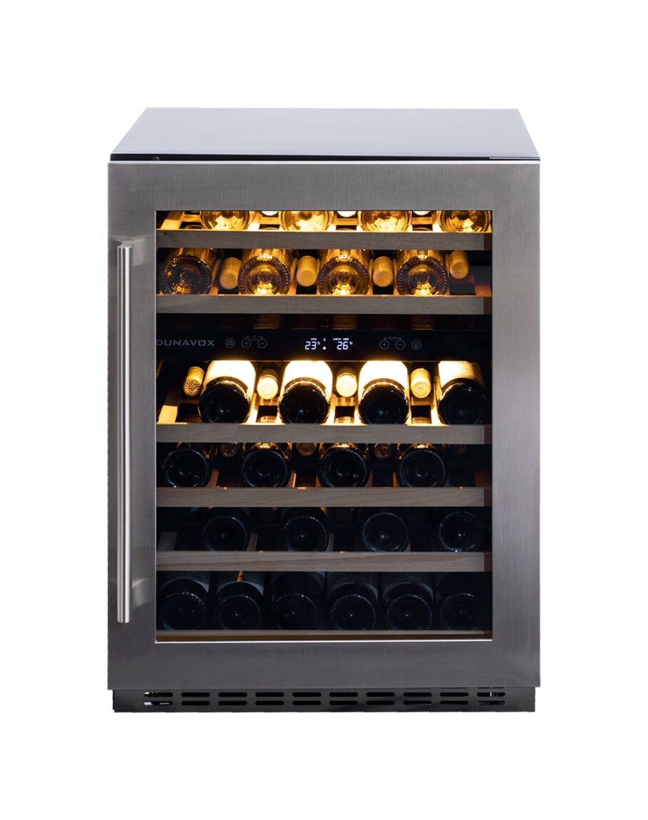 Dunavox DAUF-46.145DSS Flow-46D Cantina vini da incasso cm. 60 - 46 bottiglie - inox