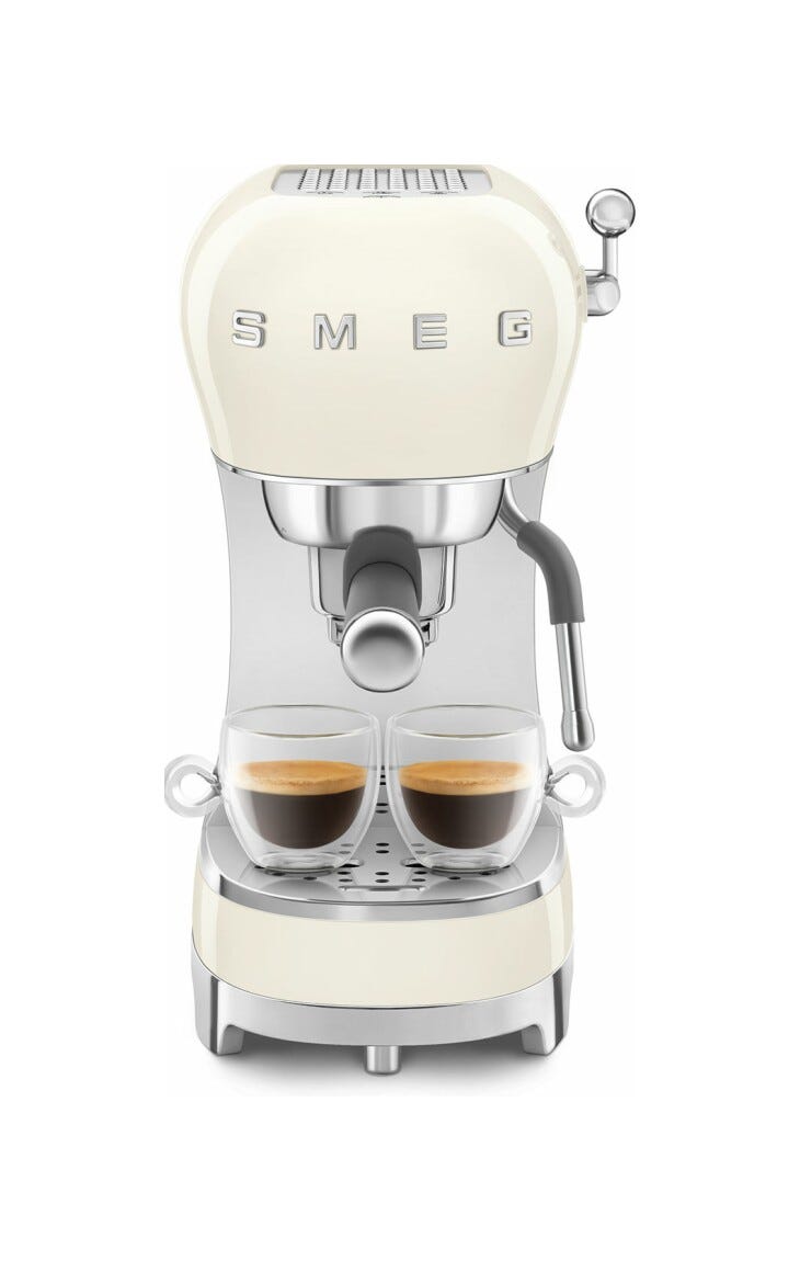 Smeg Selection ECF02CREU 50's Style Macchina da caffè espresso manuale - panna lucido