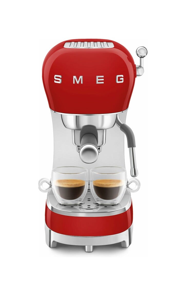 Smeg Selection ECF02RDEU 50's Style Macchina da caffè espresso manuale - rosso lucido