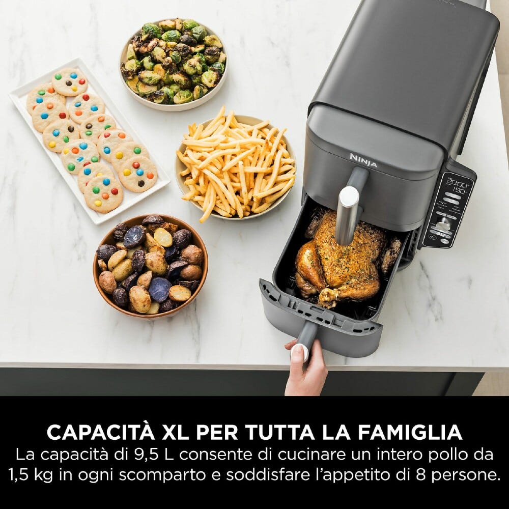 Ninja SL400EU Double Stack XL Friggitrice ad aria doppio cestello verticale 9,5 l - grigio