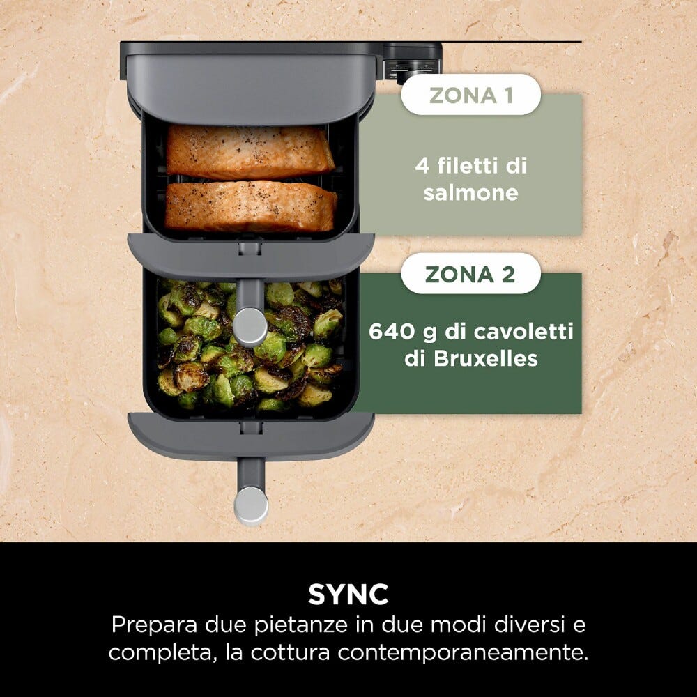 Ninja SL400EU Double Stack XL Friggitrice ad aria doppio cestello verticale 9,5 l - grigio