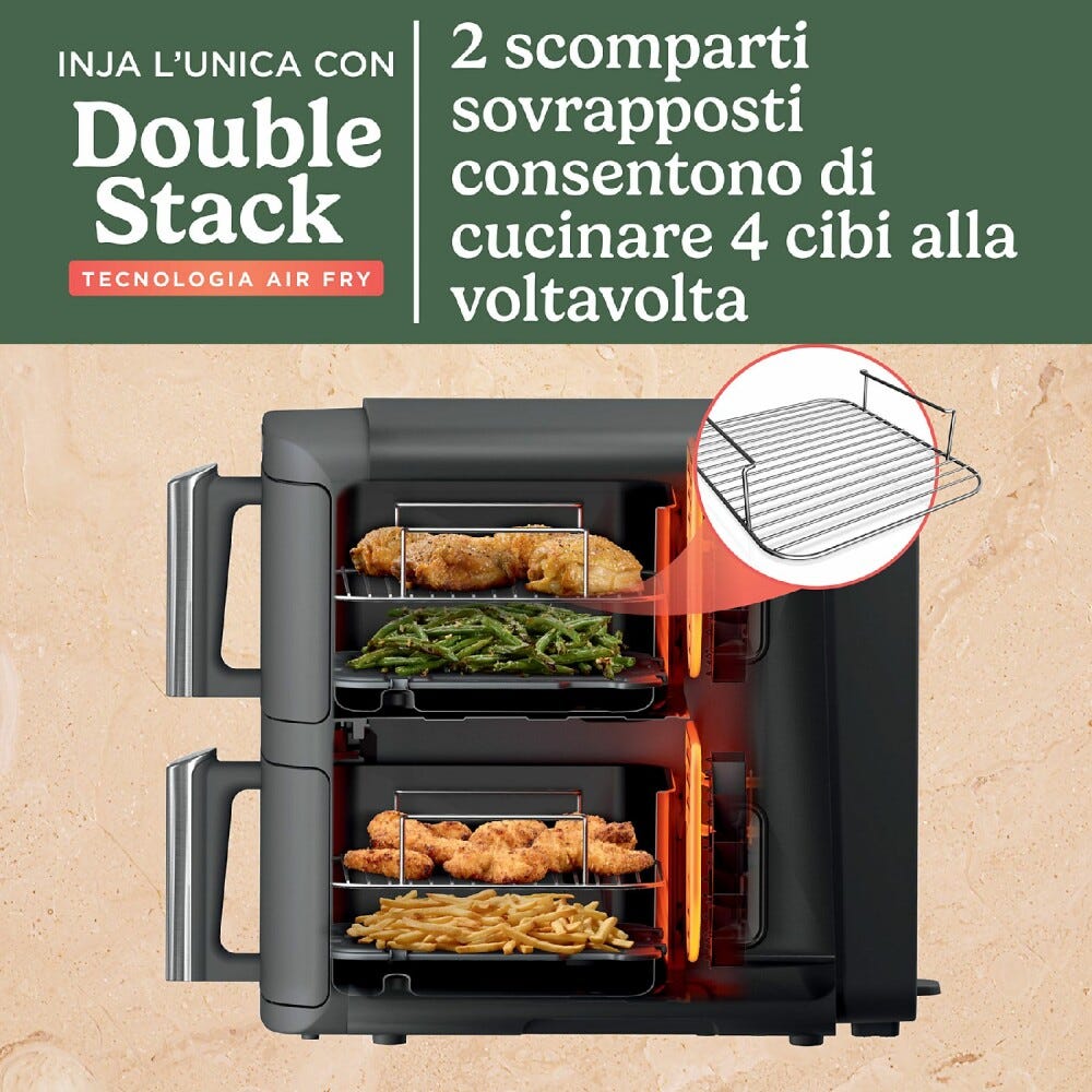 Ninja SL400EU Double Stack XL Friggitrice ad aria doppio cestello verticale 9,5 l - grigio