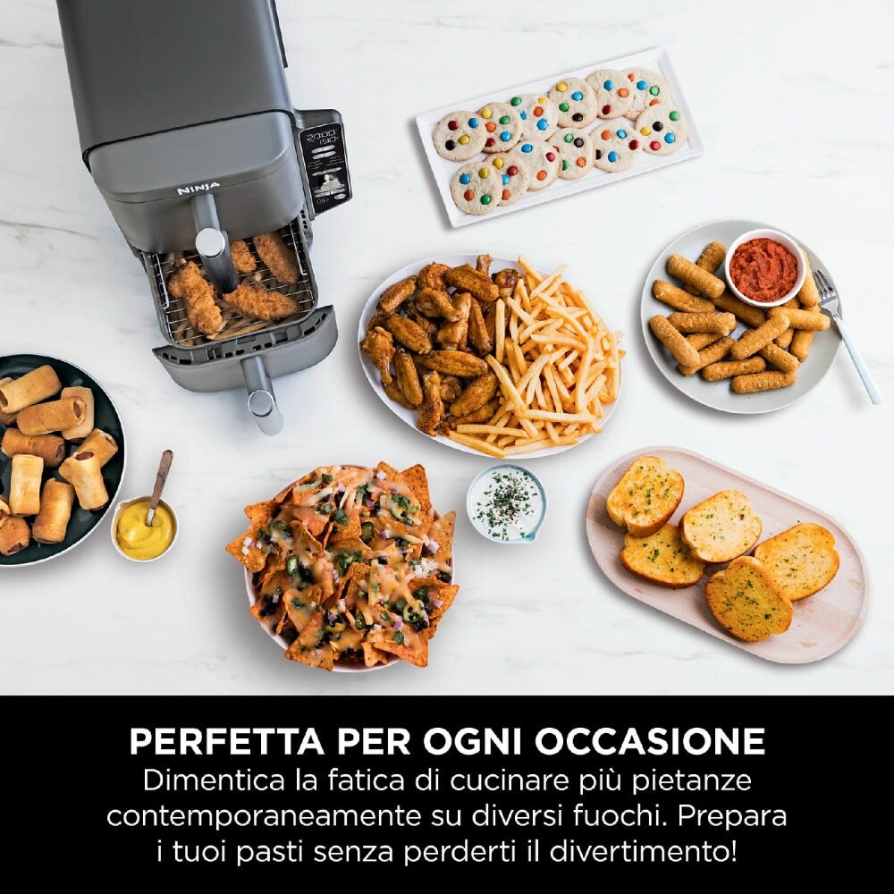 Ninja SL400EU Double Stack XL Friggitrice ad aria doppio cestello verticale 9,5 l - grigio