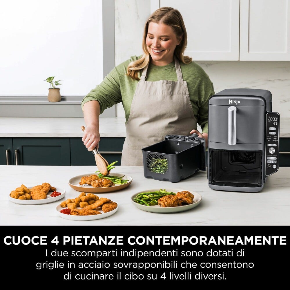 Ninja SL400EU Double Stack XL Friggitrice ad aria doppio cestello verticale 9,5 l - grigio