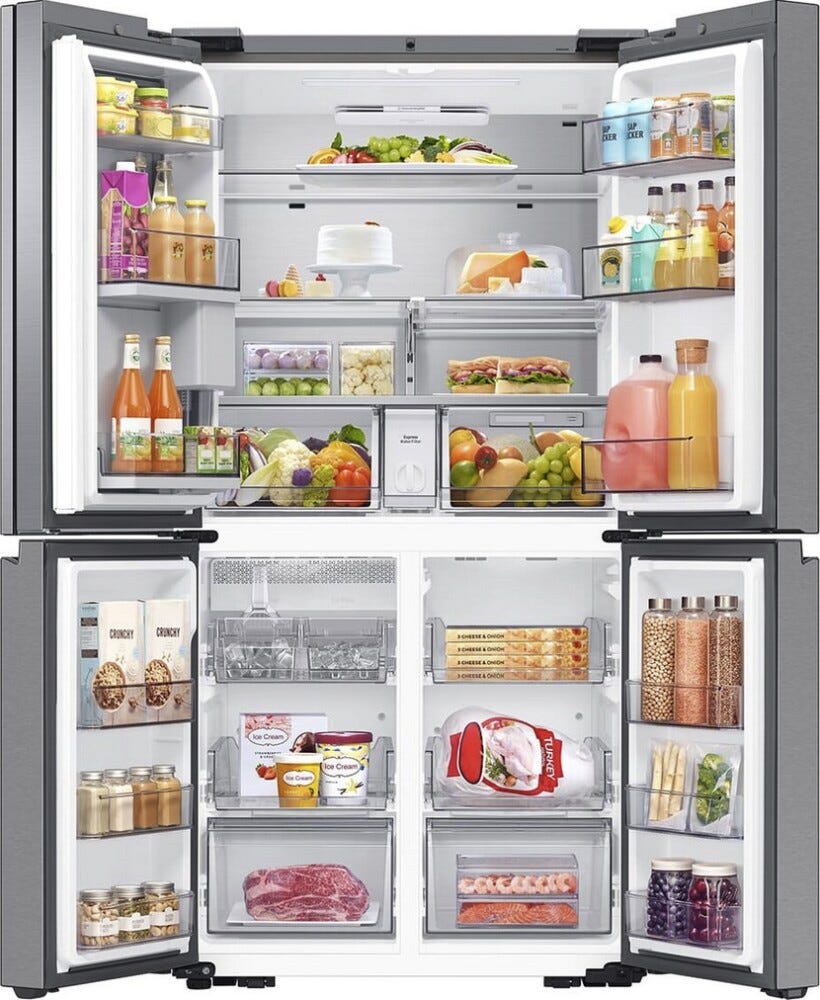 Samsung RF65DG9H0ESREF Family Hub™ AI Frigorifero con congelatore 4 porte a libera installazione cm. 91 h. 183 - lt. 636 - inox spazzolato