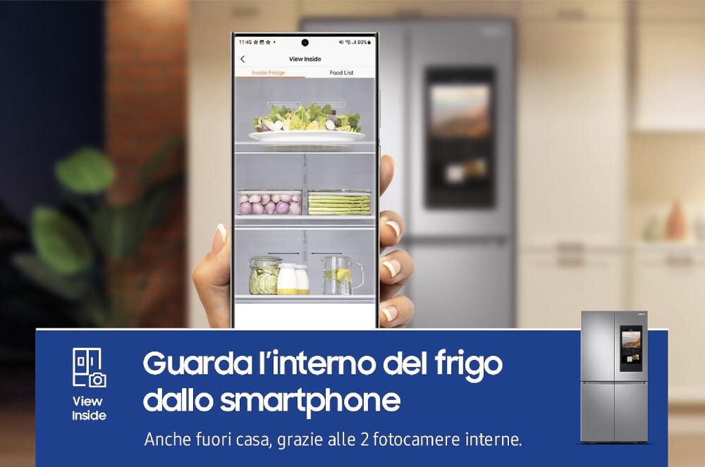 Samsung RF65DG9H0ESREF Family Hub™ AI Frigorifero con congelatore 4 porte a libera installazione cm. 91 h. 183 - lt. 636 - inox spazzolato