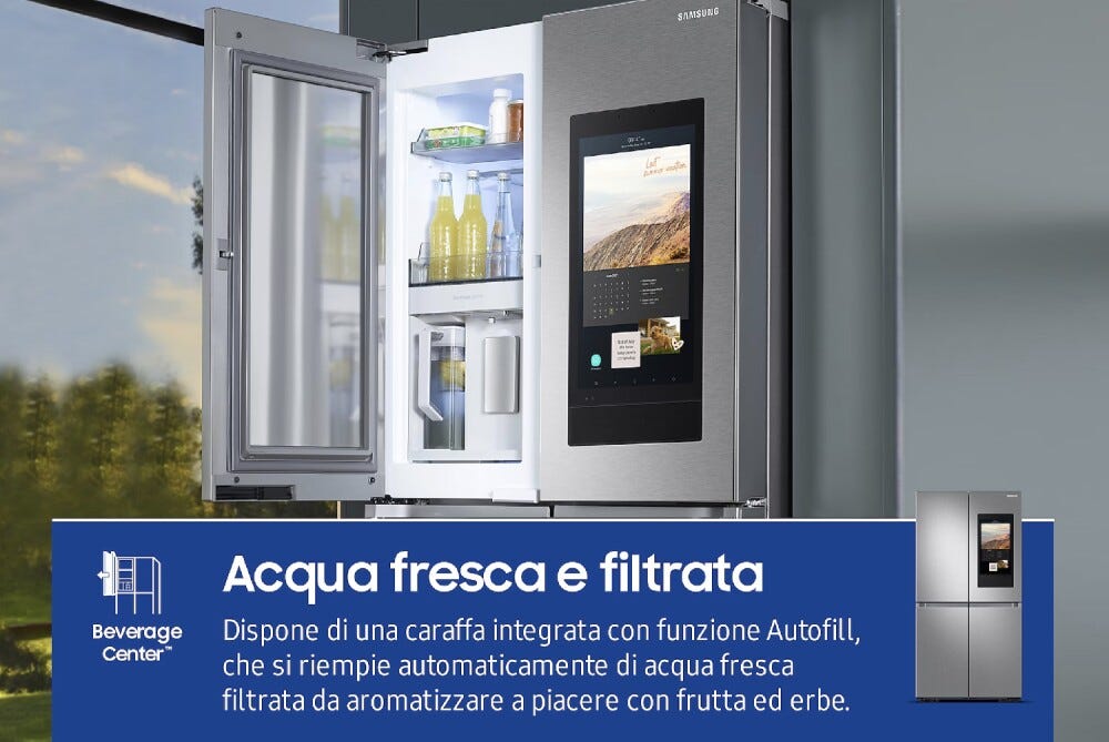 Samsung RF65DG9H0ESREF Family Hub™ AI Frigorifero con congelatore 4 porte a libera installazione cm. 91 h. 183 - lt. 636 - inox spazzolato