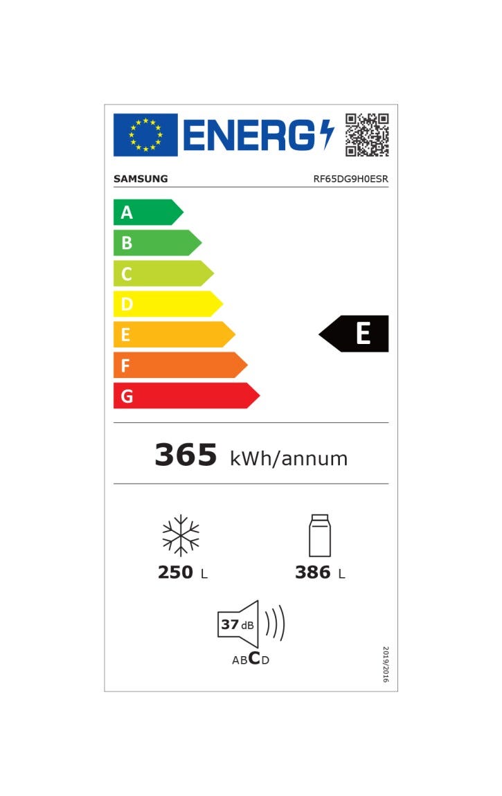 Samsung RF65DG9H0ESREF Family Hub™ AI Frigorifero con congelatore 4 porte a libera installazione cm. 91 h. 183 - lt. 636 - inox spazzolato