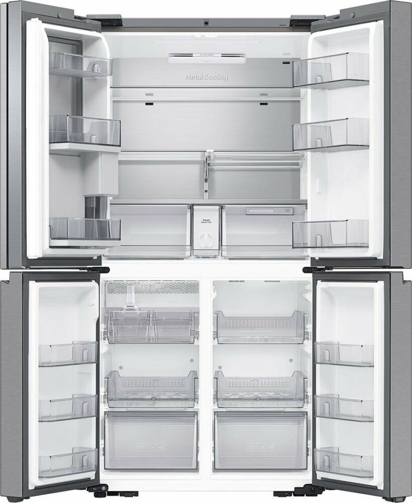 Samsung RF65DG9H0ESREF Family Hub™ AI Frigorifero con congelatore 4 porte a libera installazione cm. 91 h. 183 - lt. 636 - inox spazzolato