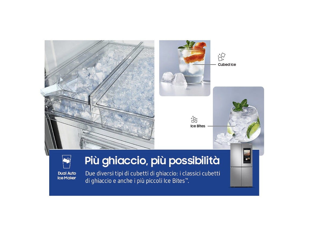Samsung RF65DG9H0ESREF Family Hub™ AI Frigorifero con congelatore 4 porte a libera installazione cm. 91 h. 183 - lt. 636 - inox spazzolato