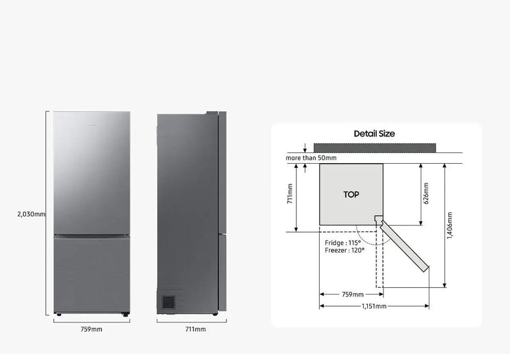 Samsung RB53DG706BS9EF FIRST 75 AI Frigorifero con congelatore a libera installazione cm. 76 h. 203 - lt. 538 - metal inox