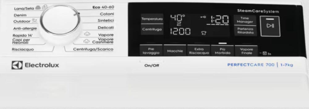 Electrolux EW7T337A Serie 700 SteamCare Lavatrice a carica dall'alto cm. 40 - 7 kg - bianco