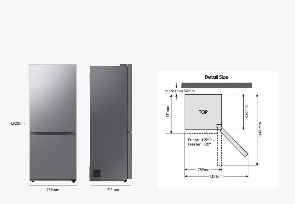 Samsung RB50DG602ES9 FIRST 75 AI Frigorifero con congelatore a libera installazione cm. 76 h. 192 - lt. 508 - metal inox