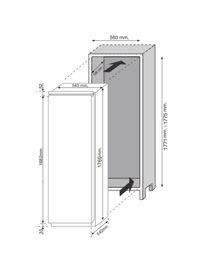 Candy CM4S518EW Frigorifero con congelatore da incasso cm. 54 h. 177 - lt. 286