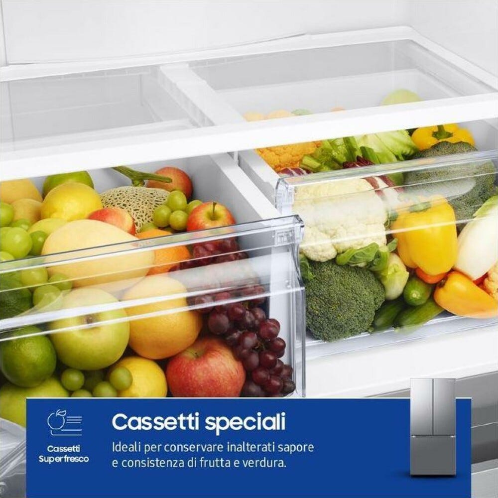 Samsung RF50C510ES9 Frigorifero con congelatore a libera installazione french door cm. 82 h. 177 - lt. 496 - refined inox