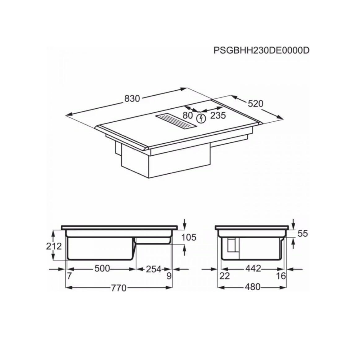 AEG NCP84C01AZ Piano ad induzione con cappa integrata 83 cm, SaphirMatt, Hob2Hood, vetroceramica nero