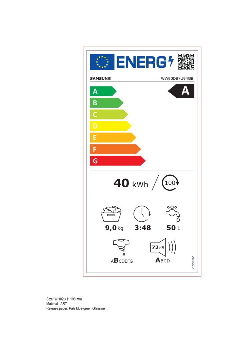 Samsung WW90DB7U94GBU3 Bespoke AI™ Lavatrice cm. 60 - capacità 9 kg - nero