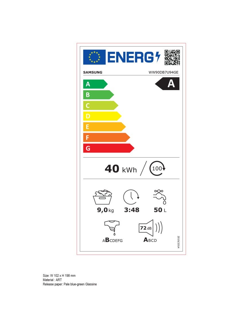 Samsung WW90DB7U94GEU3 Bespone AI™ Lavatrice cm. 60 - capacità 9 kg - nero
