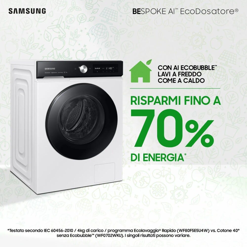 Samsung WW90DB7U94GEU3 Bespone AI™ Lavatrice cm. 60 - capacità 9 kg - nero