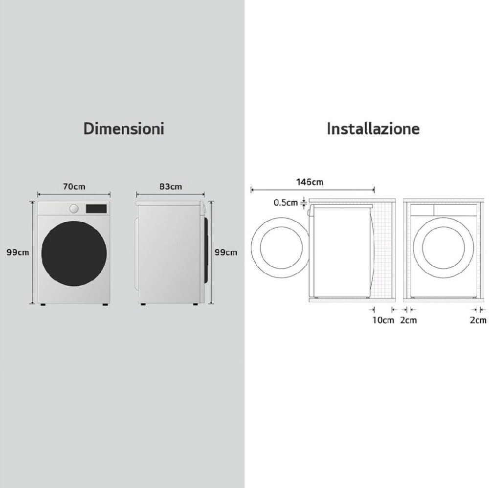 LG F0P3020TSWC Serie P3 Lavatrice cm. 70 - capacità 20 kg - bianco