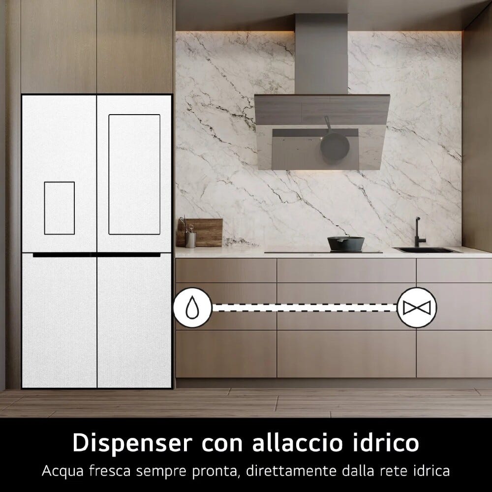 LG GMG960EVJE Frigorifero con congelatore Classe E, 638 litri, Wi-Fi ThinQ, Dispenser UVnano, Door & Linear Cooling, Metal Fresh, No Frost
