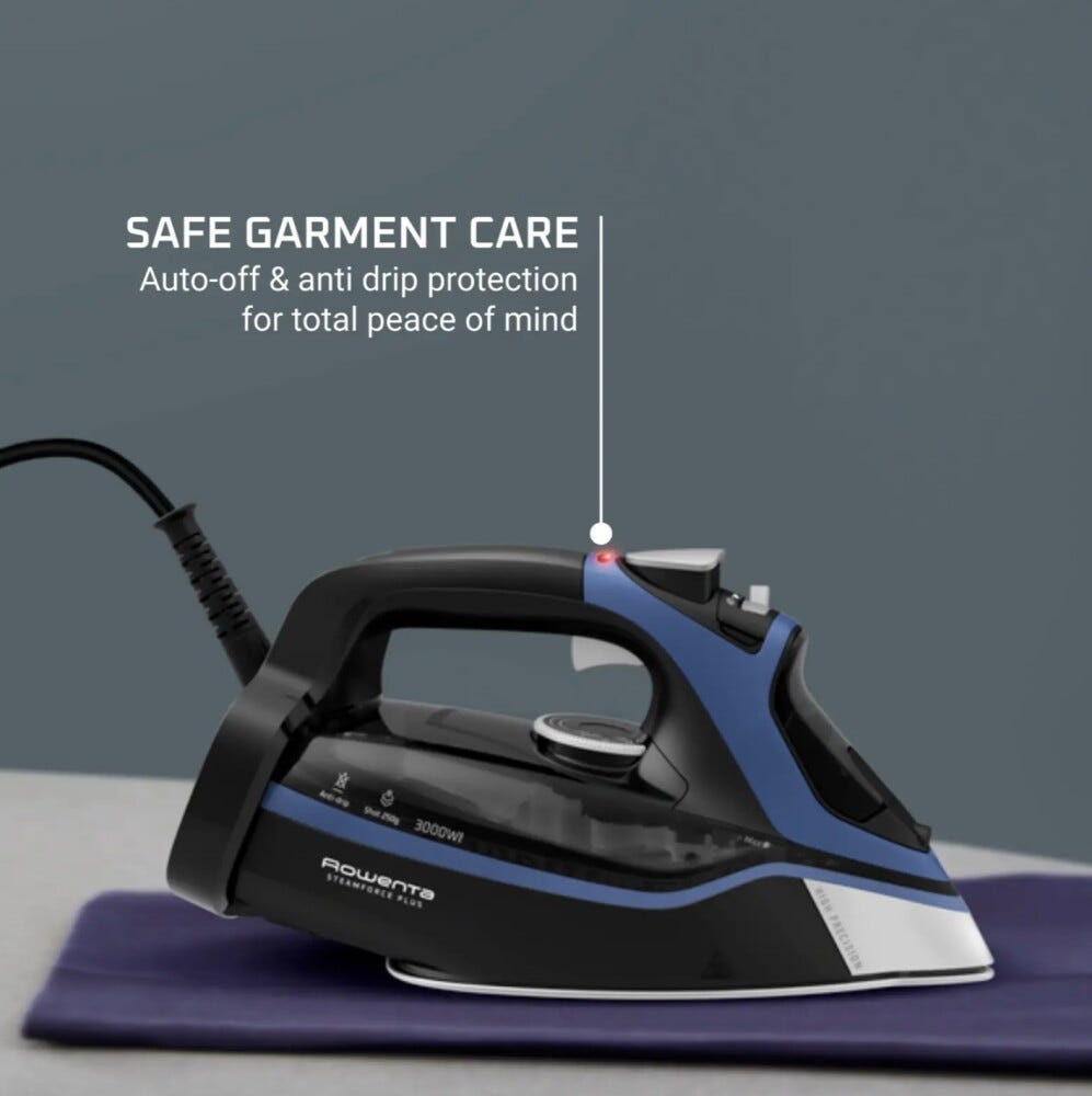 Rowenta DW9411D1 SteamForce Plus Ferro da stiro a vapore - nero/blu