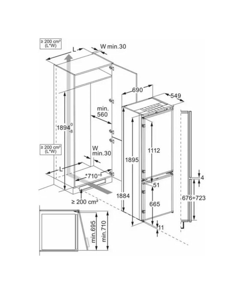 Electrolux KNR7TE75T Serie 700 GreenZone Frigorifero con congelatore da incasso cm. 70 h. 189 - lt. 376