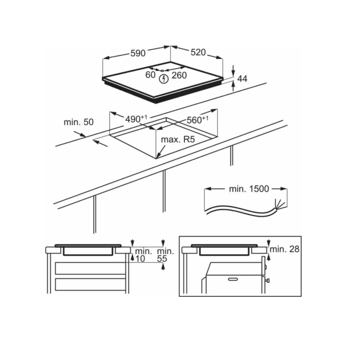 Electrolux EIS62453 Serie 700 SenseBoil Piano cottura a induzione cm. 59 - vetroceramica nero