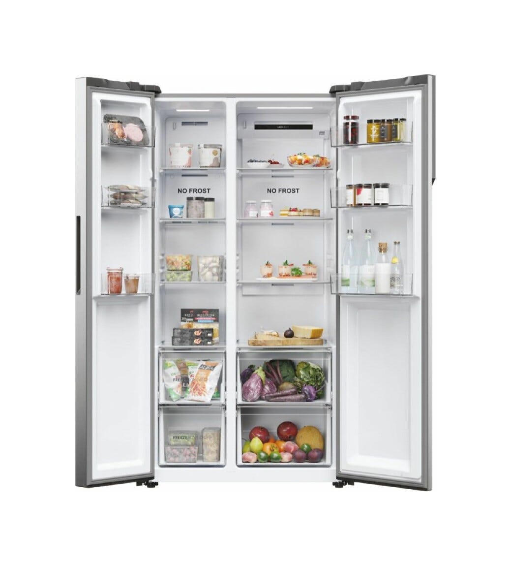 Haier HSR5918DNMP 90 Serie 5 Frigorifero con congelatore side by side - cm. 91 h 178 - lt. 528 - platinum inox