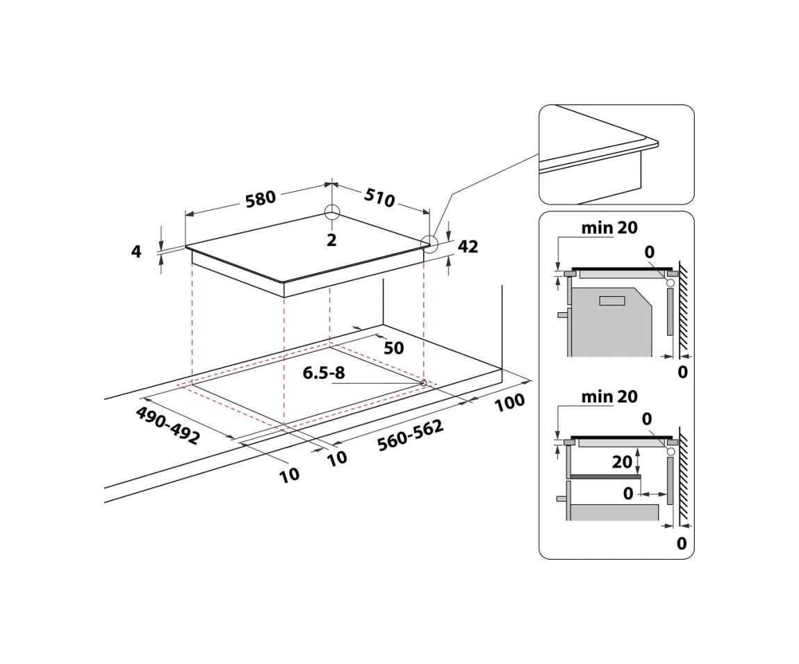 Whirlpool AKT 807/BF Piano cottura elettrico cm. 58 - vetroceramica nero
