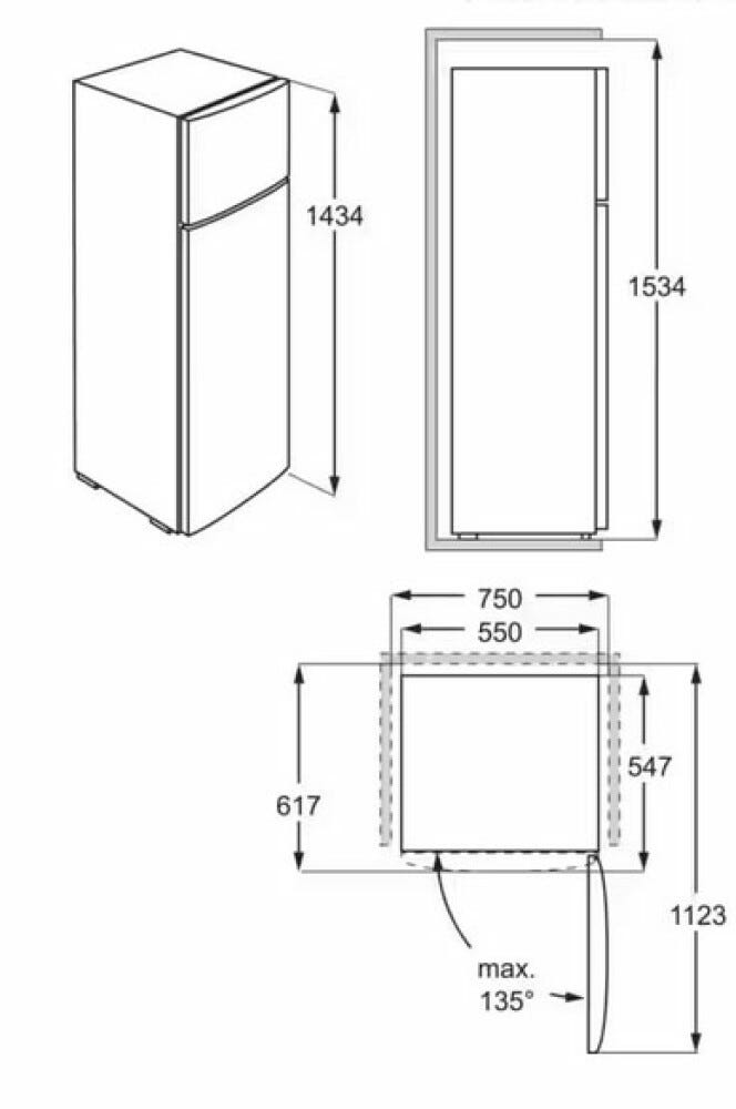 Electrolux LTB1AE24U0 Serie 500 Frigorifero con congelatore a libera installazione cm. 55 h 144 - lt. 206 - acciaio anti-impronta
