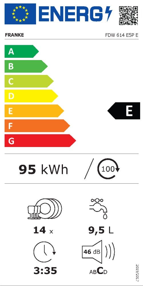 Franke FDW 614E5P E Lavastoviglie integrata totale cm. 60 - 14 coperti